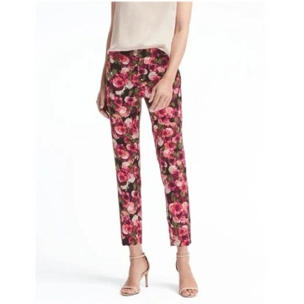 Banana Republic Avery Floral Print Tapered Ankle Trouser Pants Size 2 Short